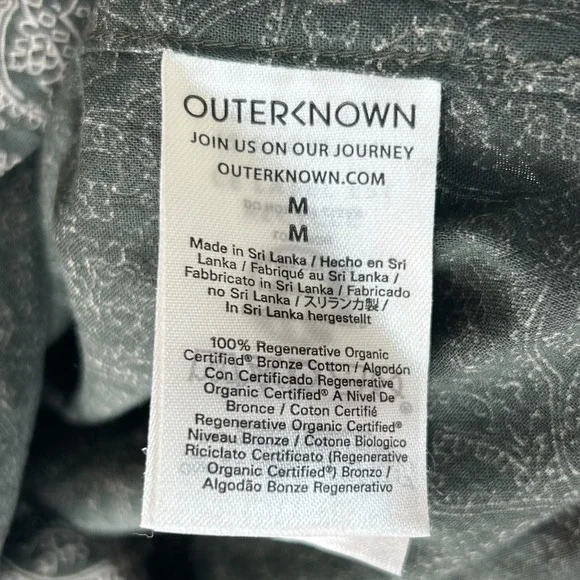 Outerknown Studio Shirt Men M Green Paisley Hawaiian Short Sleeve Button Cotton - Picture 7 of 12